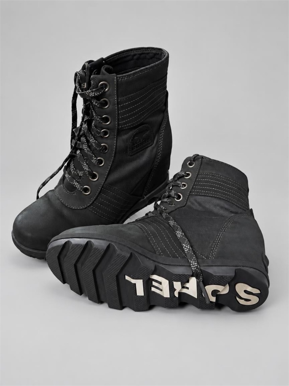 Sorel Women’s Black Lace Up Wedge Ankle Boots Size 10